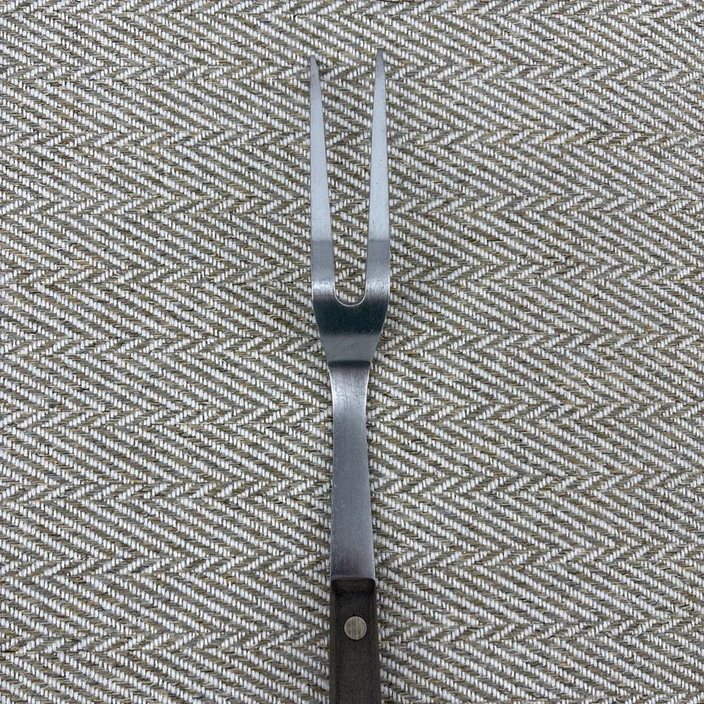 Vintage Ekco Flint Stainless Steel Carving Fork 2 Prong 12